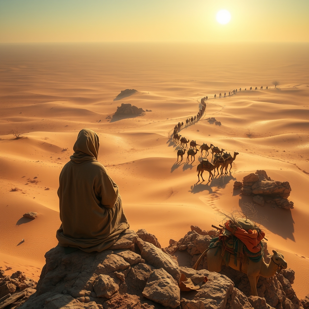 Desert traveler with camel