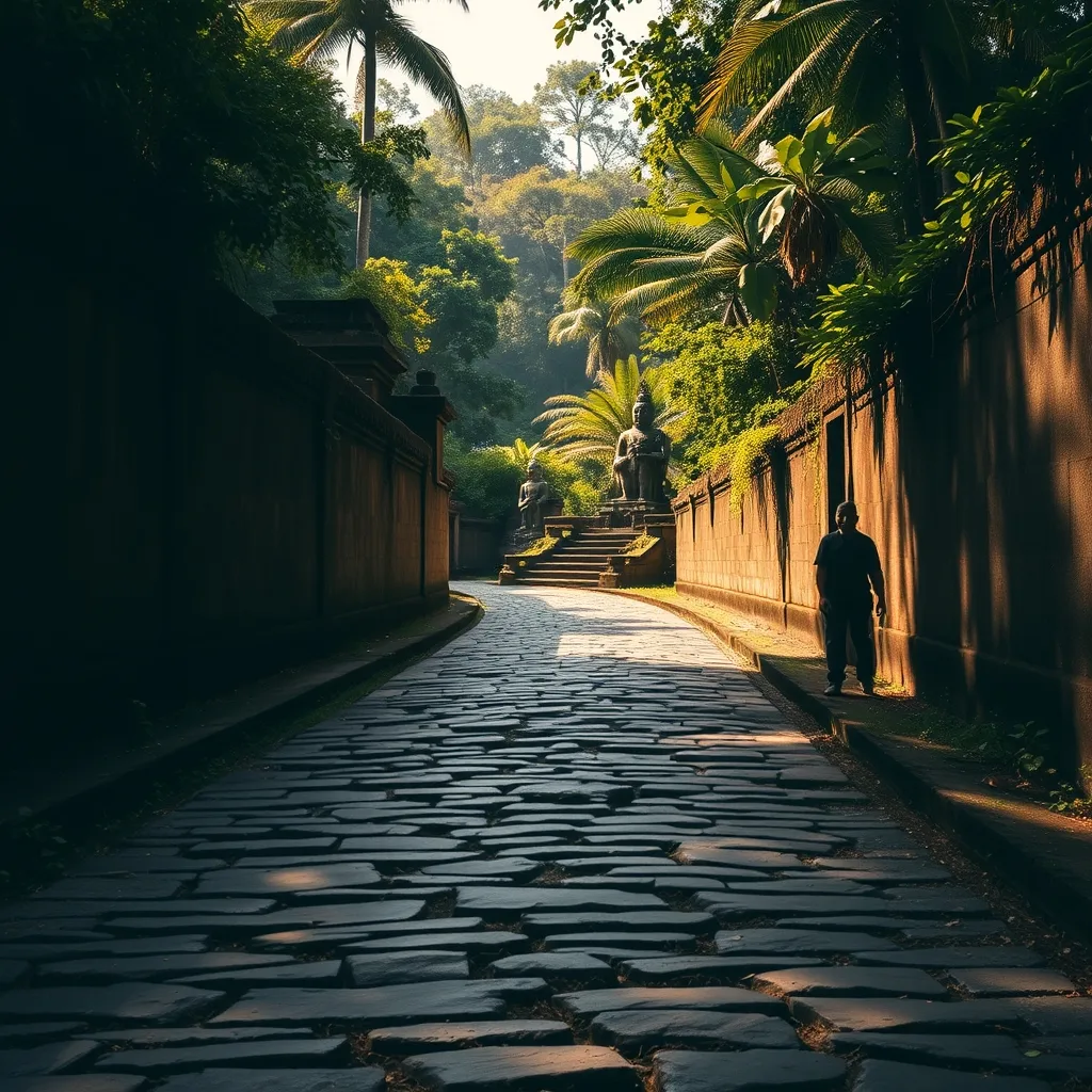 jungle road with statues