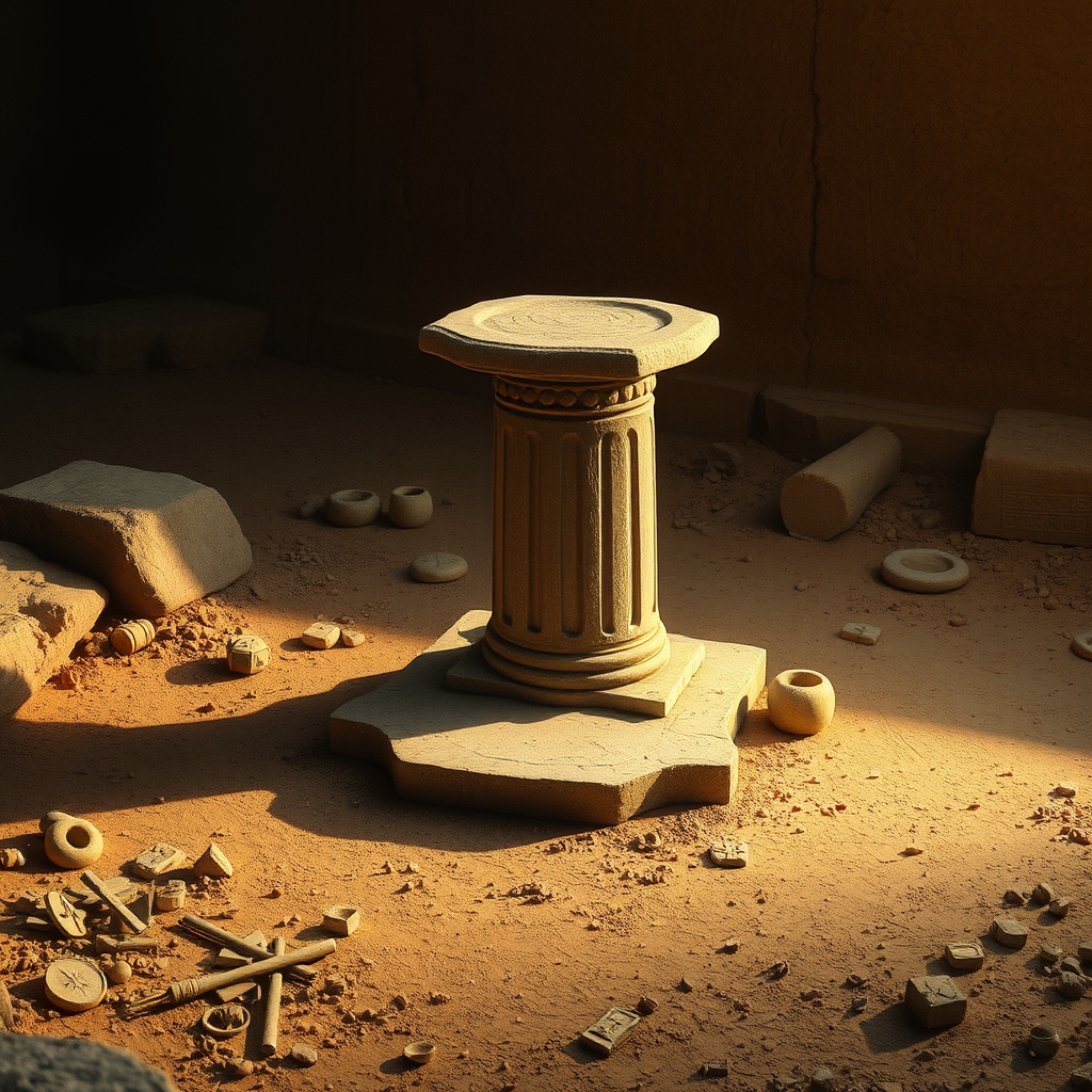 ancient relics on pedestal