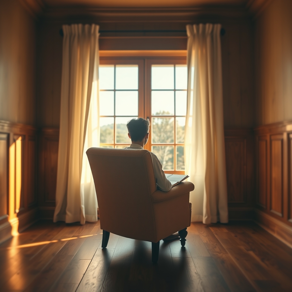 person in armchair