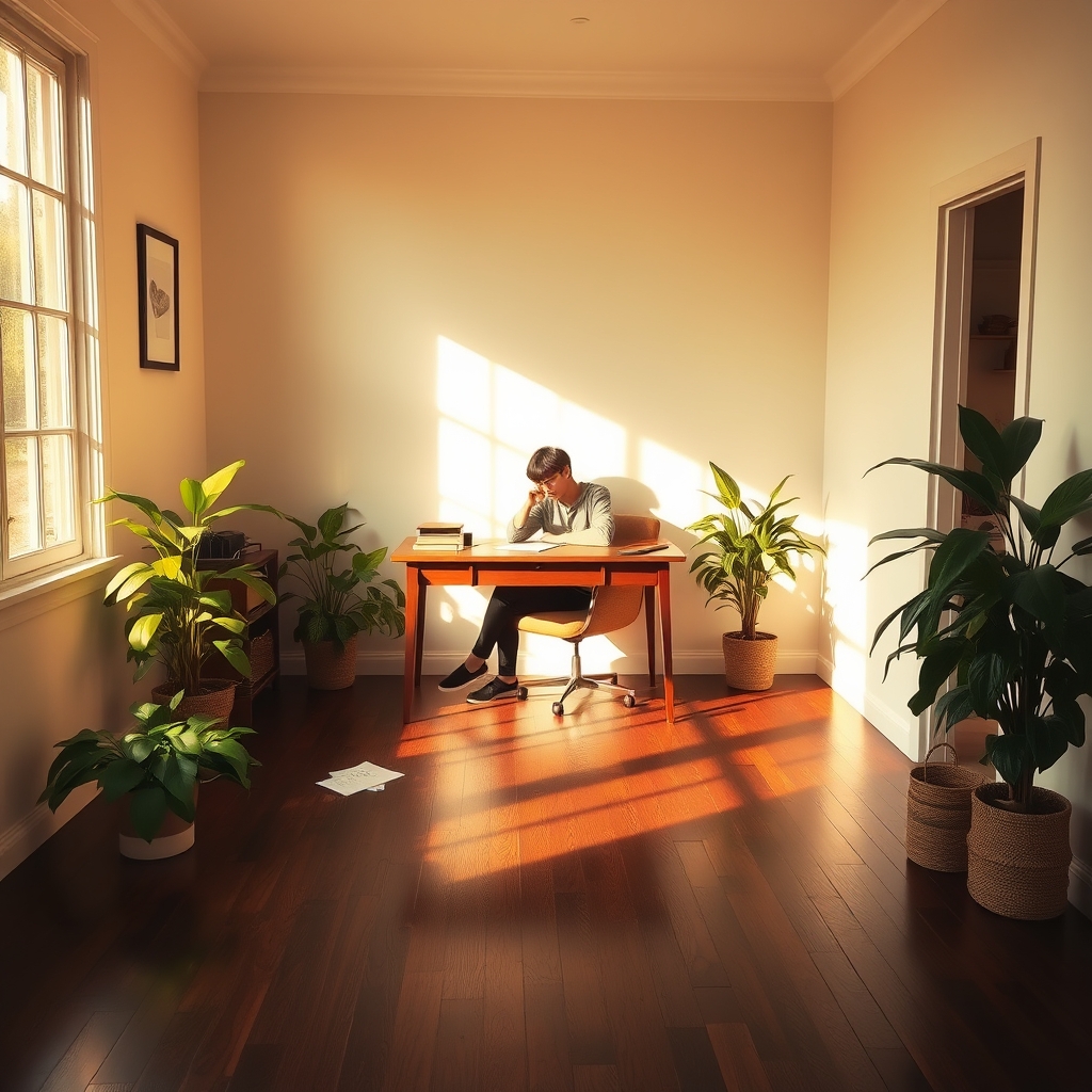 person writing at desk