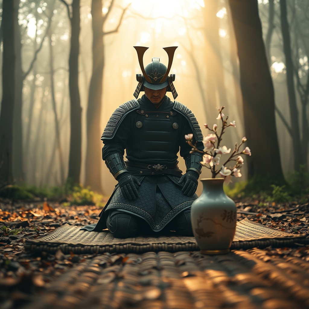 Samurai helmet on table