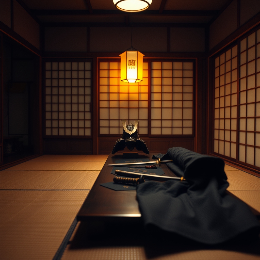 Samurai armor on table