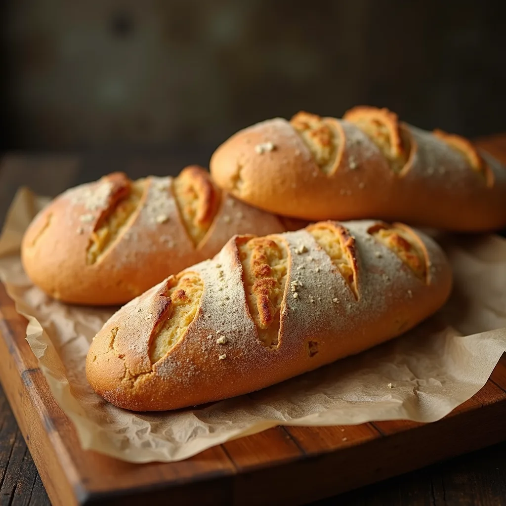 Bread on wooden table