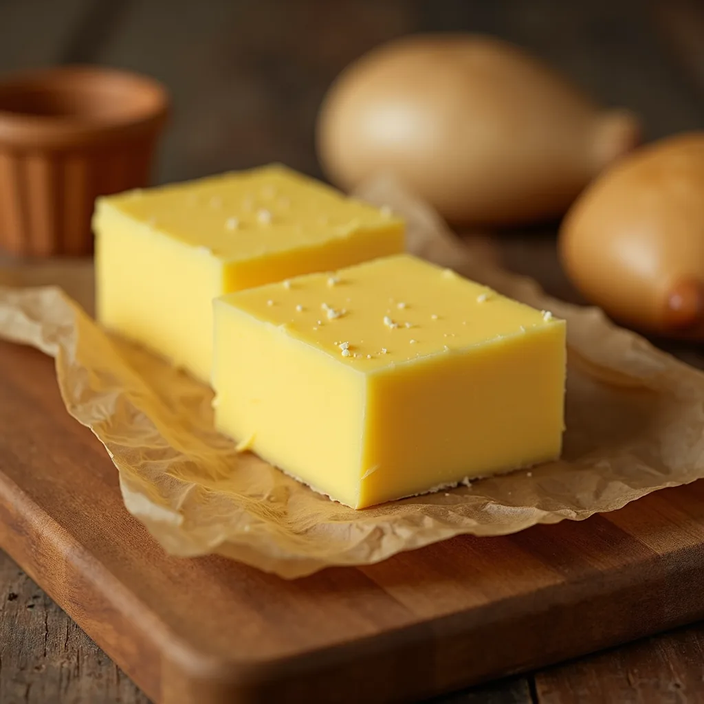 butter and bread on table