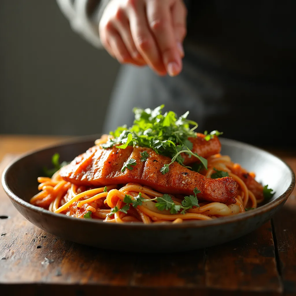 food on wooden table