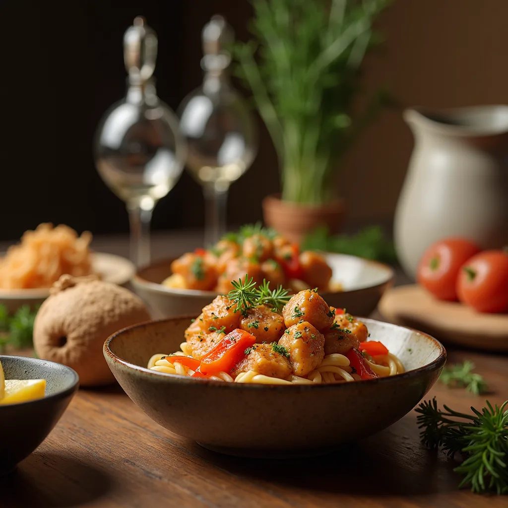 food on wooden table