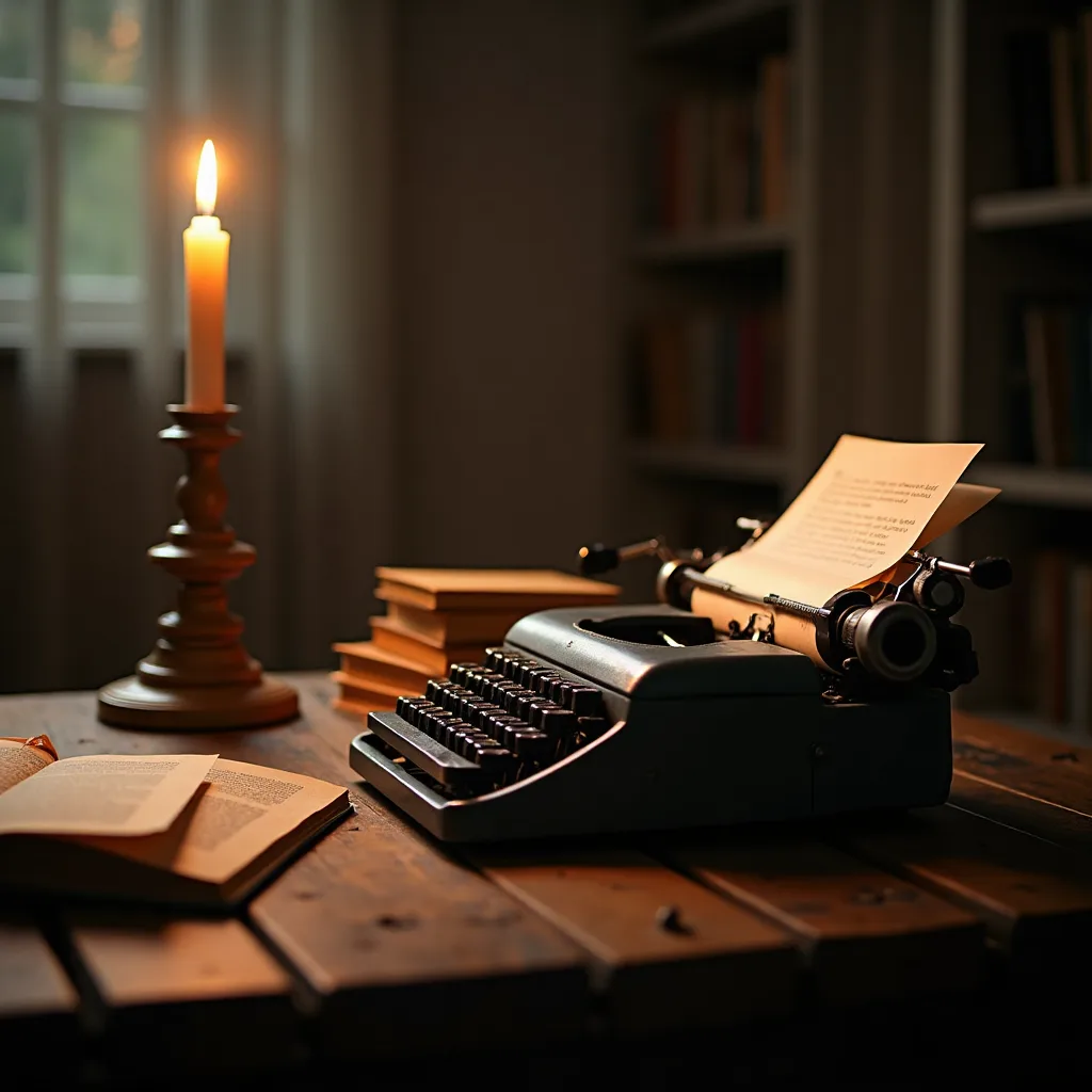 desk in dim room
