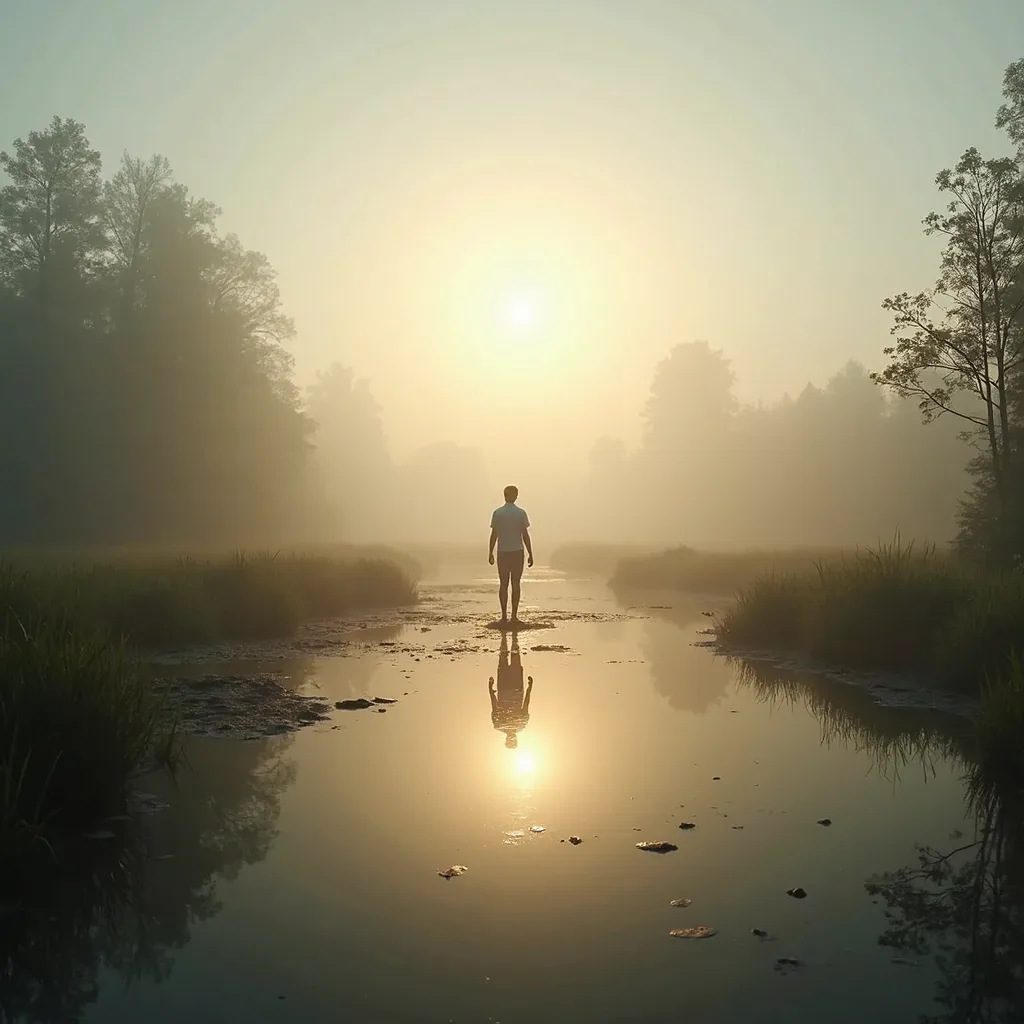 person by lake