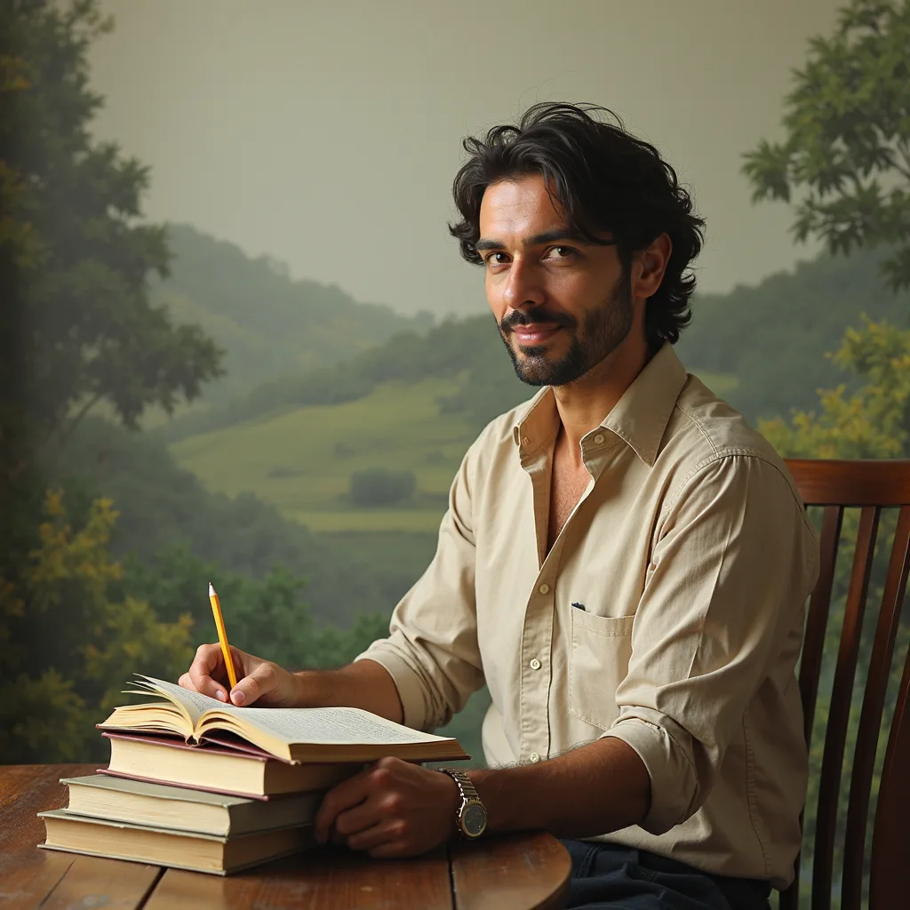 desk with books